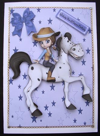 Cute Little Girl with Hat & Cartoon Horse by Maz Kfk