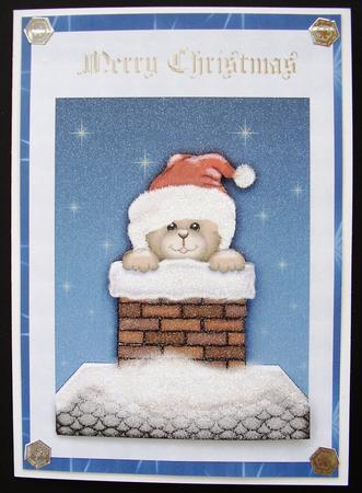 A4 Christmas Bear in Chimney by Maz Kfk