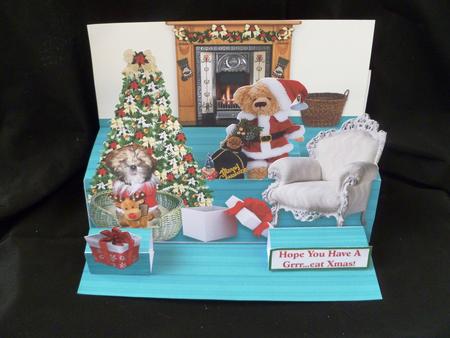 Stanley a Puppy Dog's Christmas Giant 3D A4 Easel Card Kit by Maz Kfk