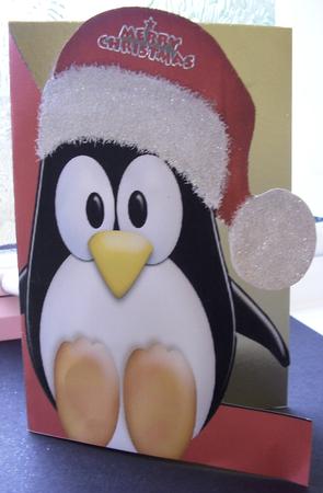 Percy Penguin A5 Shaped Front Print and Fold Card by Maz Kfk