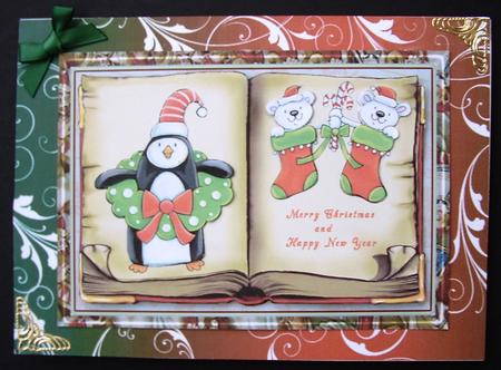 Christmas Book Penquin and Teddy Stockings by Maz Kfk