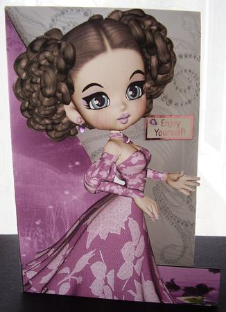 Isabella in Purple Shaped Front Print and Fold Card by Maz Kfk