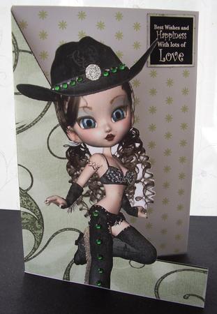 Cody Cowgirl A5 Shaped Front Print and Fold Card by Maz Kfk