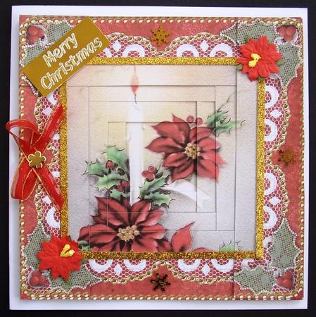 Christmas Candle Spiral Edge Stacker 8x8 Card Front Kit by Maz Kfk