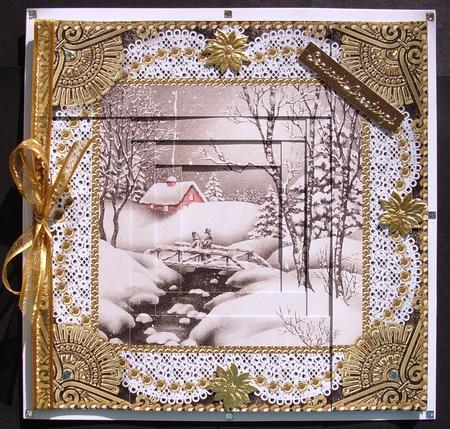 Christmas Snow Scene Spiral Edge Stacker 8x8 Card Front Kit by Maz Kfk