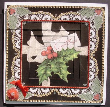 Holly Greeting Spiral Edge Stacker 8x8 Card Front Kit by Maz Kfk
