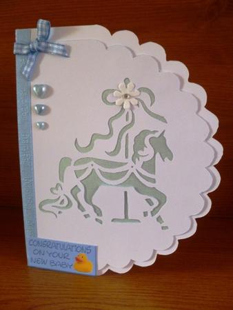 3 in 1 Carousel Horse Scallop Card by Maz Kfk