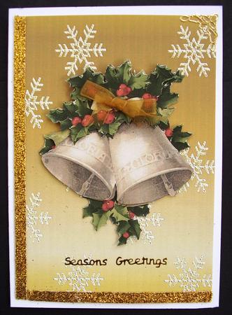 Gold Metallic, Embossed Effect Snowflakes Background Paper by Maz Kfk