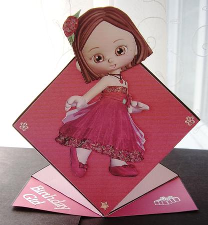Red Party Dress Pop Up Spring Card by Maz Kfk
