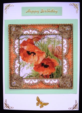 Poppies 2 Spiral Wavy Edge Stacker Card Front by Maz Kfk