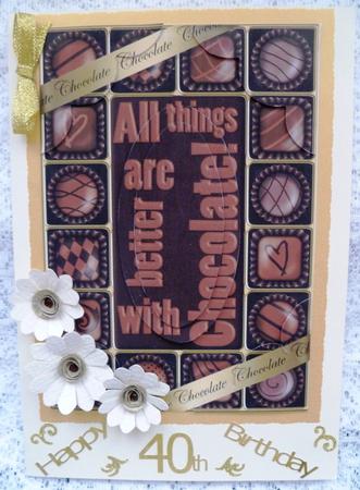 A5 Chocolate Greetings Scallop Corners N Pyramage by Maz Kfk