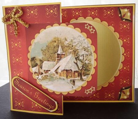 Christmas Church Fold Back in Red by Maz Kfk