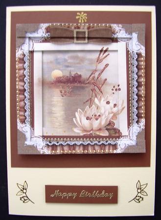 Vintage Oriental Lily Spiral Edge Stacker Card Front by Maz Kfk