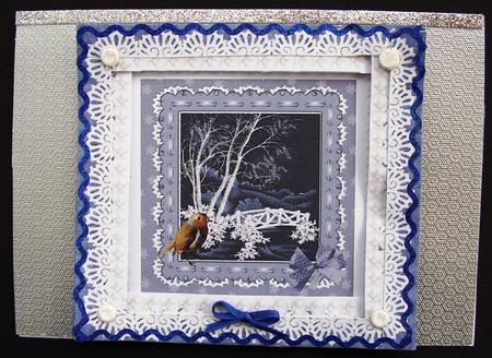 Christmas Robin & Winter Snow Spiral Edge Stacker Card by Maz Kfk