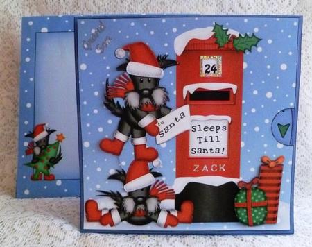 3D Xmas Scottie Dog Sleeps Till Santa Countdown Moveable by Maz Kfk