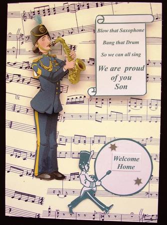 Saxophone Army Lady Decoupage Sheet. by Maz Kfk