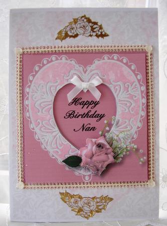 Hearts and Roses Nan Birthday Card Front by Maz Kfk