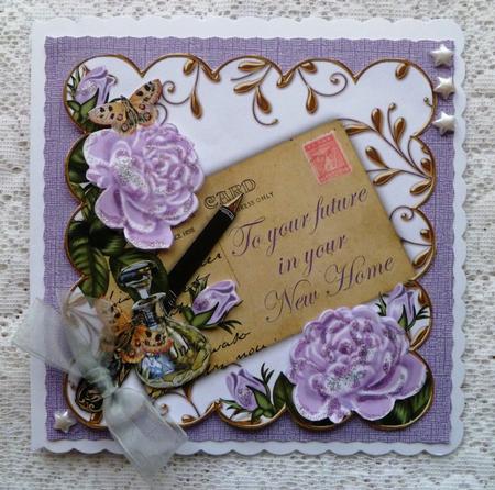 Lilac Roses New Home Ink Saver 8in Decoupage Topper by Maz Kfk