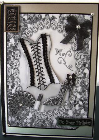 Gorgeous White Basque with Diamonds A4 Topper by Maz Kfk