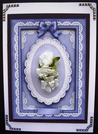 A4 Pearls, Lace and Ribbon Plain Card Base by Maz Kfk