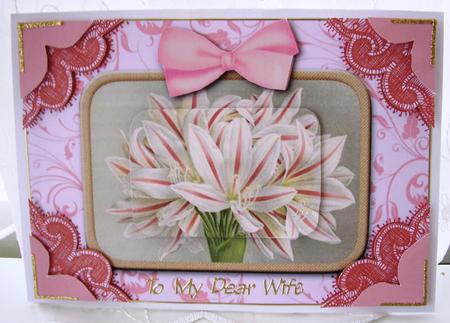 Amarylis A5 Decoupage Card Front Step by Step by Maz Kfk