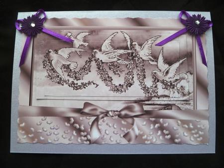 Silver Doves with Flower Garlands Qs by Maz Kfk