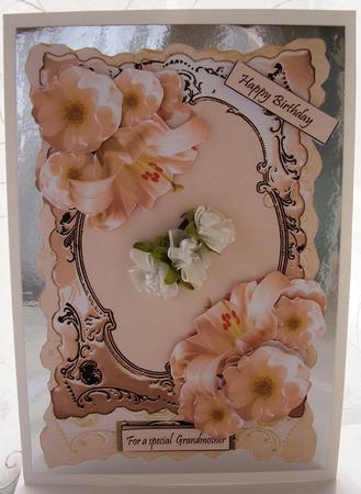 The Palest Apricot with Apricot Flowers with Silver Frame An by Maz Kfk