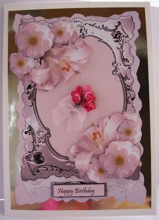 The Palest Pink with Pink Flowers with Silver Frame and Flor by Maz Kfk