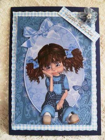 Cute Kiki Girl in Blue Denim A4 by Maz Kfk