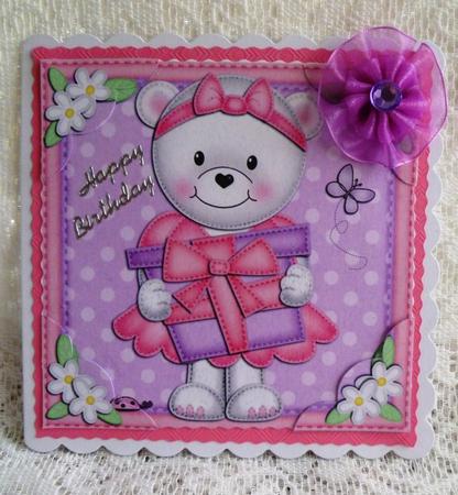 8 x 8 Teddy Tess's Present Scalloped Corner Topper by Maz Kfk