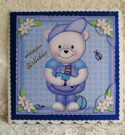 8 x 8 Teddy Ed's Boat Scalloped Corner Topper by Maz Kfk