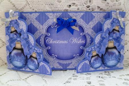 Trees Baubles Christmas Wishes Fancy Lattice 3D Card Kit by Maz Kfk