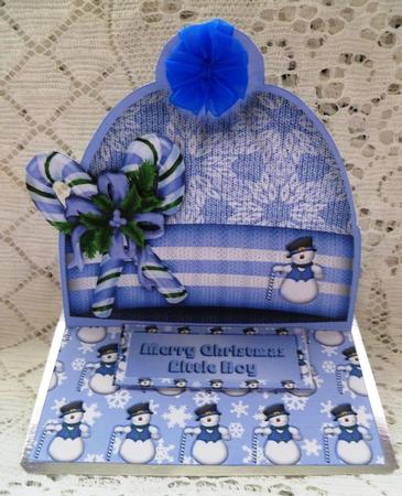 Christmas Baby Boy Hat Easel Card Mini Kit by Maz Kfk