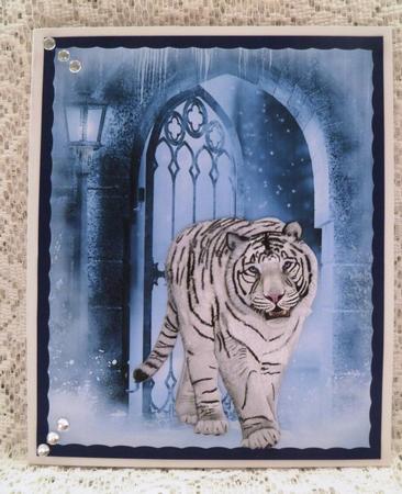 Beautiful White Tiger Card Topper by Maz Kfk