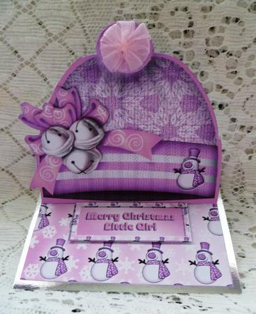 Christmas Baby Girl Hat Easel Card Mini Kit by Maz Kfk