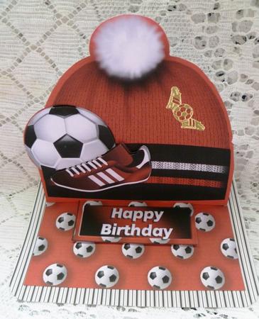 Football Hat Easel Card Mini Kit - Red, Black & White by Maz Kfk