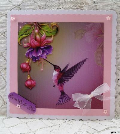 Fuschia and Hummingbird Card Topper 1 by Maz Kfk