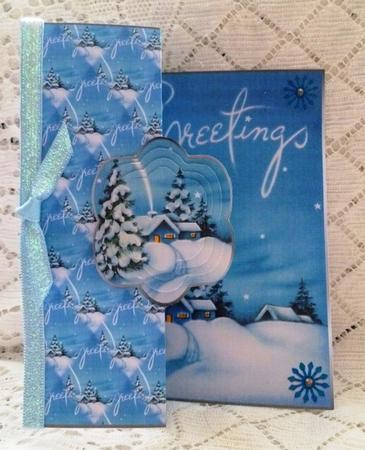Greetings in the Snow No Hole Fold Back Card by Maz Kfk