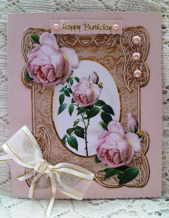 Pink Rose on an Ornate Frame with Decoupage by Maz Kfk