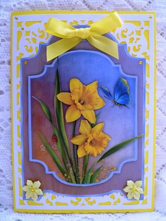 Daffodil Days Screen Card Front with Step by Step by Maz Kfk