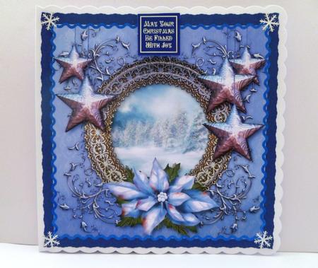 Ice Blue Poinsettias & Stars by Maz Kfk