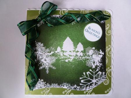 Snowflakes & Trees White Silhouette - Green by Maz Kfk