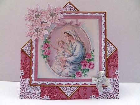 Pink Mother Mary Poinsettia Diamond Mini Card Kit by Maz Kfk