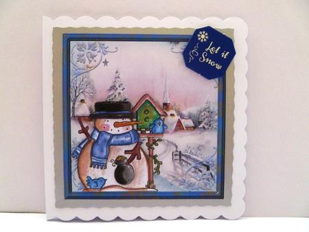 Snowman and Bird Friends Card with Decoupage by Maz Kfk