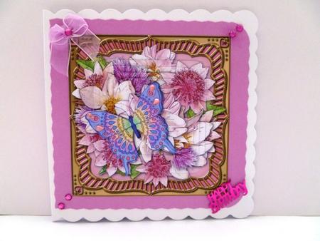 Flowers & Butterfly Round Edged Pyramage & Decoupage by Maz Kfk