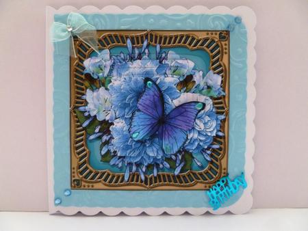 Butterfly Blues Round Edged Pyramage & Decoupage by Maz Kfk