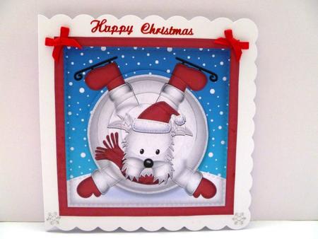Xmas Oops Westie Dog Snowball Circle Pyramage Topper by Maz Kfk