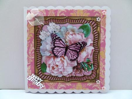 Pastel Flowers & Butterfly Round Edged Pyramage & Decoupage by Maz Kfk
