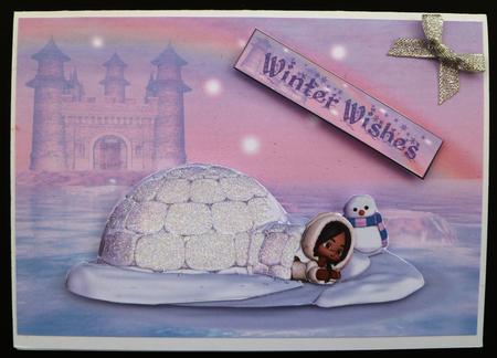 Winter Wishes Eskimo Wonderland Card Front Decoupage by Maz Kfk