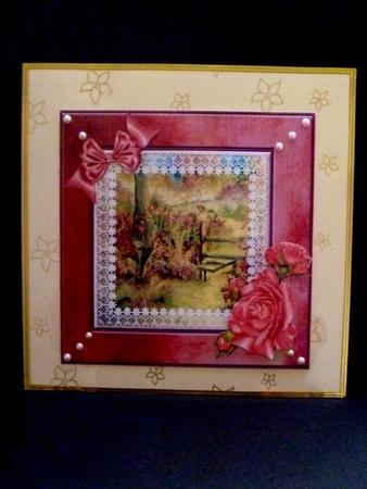 8x8 Silk with Roses -autumn Scene Decoupage by Maz Kfk